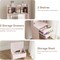Small Vanity Desk Set with 3 Adjustable Lighted Mirrors and Lights, Pink Makeup Vanities Set for Compact Space with Storage Stool White Dressing Table with Fold-up Panel for Bedroom